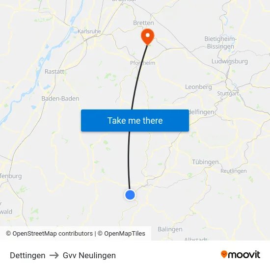 Dettingen to Gvv Neulingen map