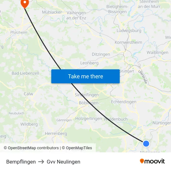 Bempflingen to Gvv Neulingen map
