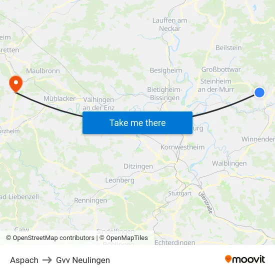Aspach to Gvv Neulingen map
