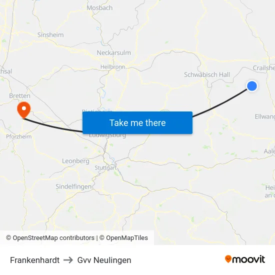 Frankenhardt to Gvv Neulingen map