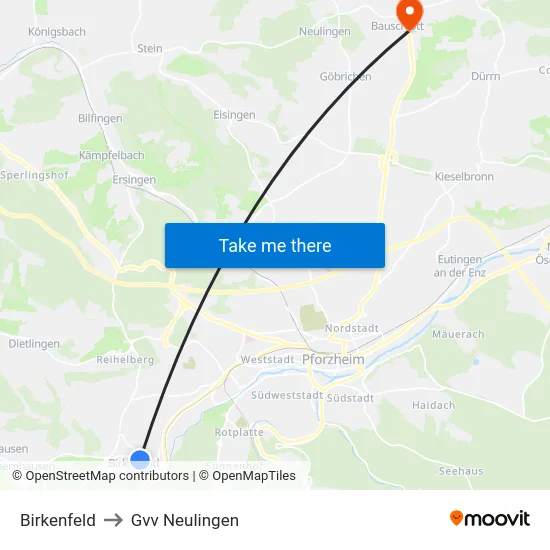 Birkenfeld to Gvv Neulingen map