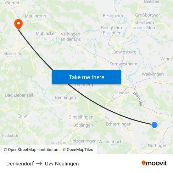 Denkendorf to Gvv Neulingen map