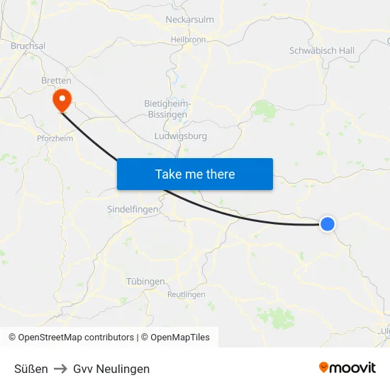 Süßen to Gvv Neulingen map