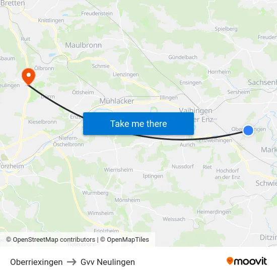 Oberriexingen to Gvv Neulingen map