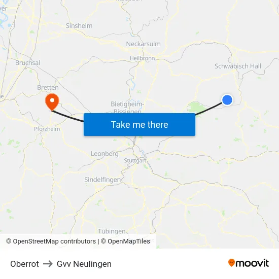 Oberrot to Gvv Neulingen map