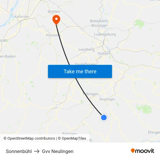 Sonnenbühl to Gvv Neulingen map