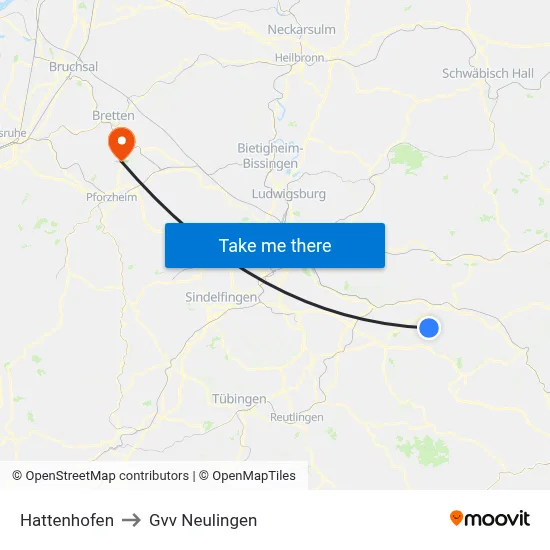Hattenhofen to Gvv Neulingen map