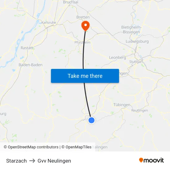 Starzach to Gvv Neulingen map