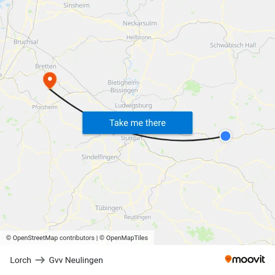 Lorch to Gvv Neulingen map