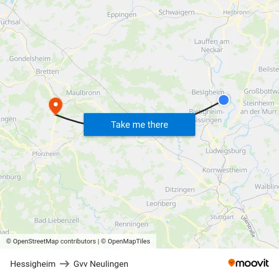 Hessigheim to Gvv Neulingen map