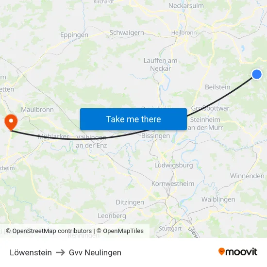 Löwenstein to Gvv Neulingen map