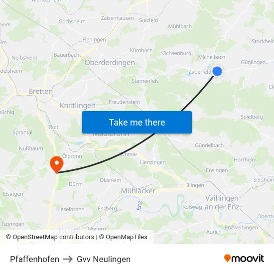 Pfaffenhofen to Gvv Neulingen map