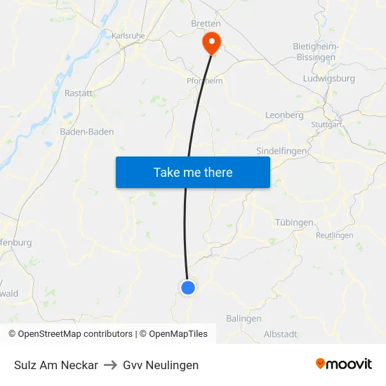 Sulz Am Neckar to Gvv Neulingen map