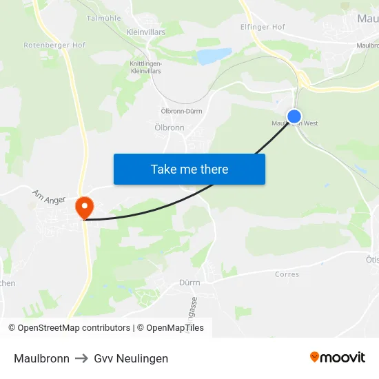 Maulbronn to Gvv Neulingen map