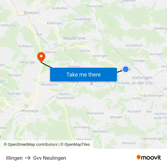 Illingen to Gvv Neulingen map