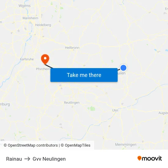 Rainau to Gvv Neulingen map