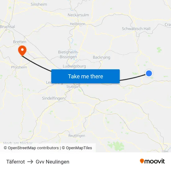 Täferrot to Gvv Neulingen map