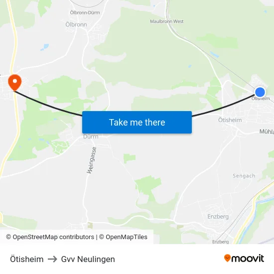 Ötisheim to Gvv Neulingen map
