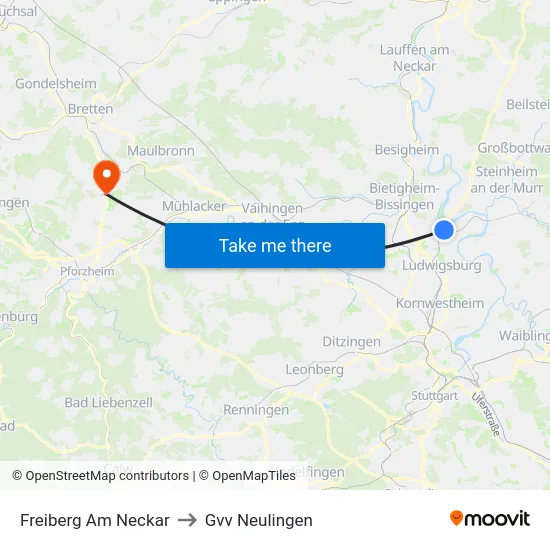 Freiberg Am Neckar to Gvv Neulingen map