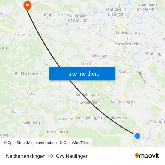 Neckartenzlingen to Gvv Neulingen map