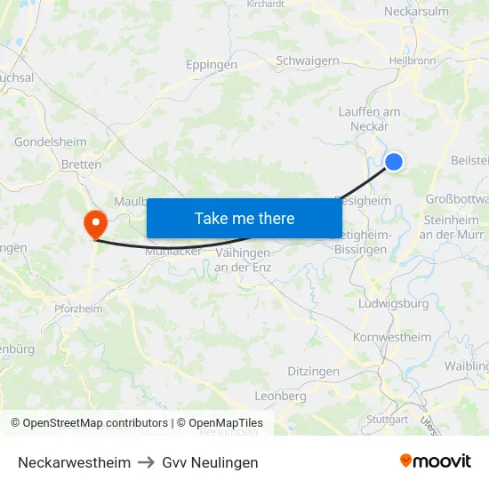 Neckarwestheim to Gvv Neulingen map