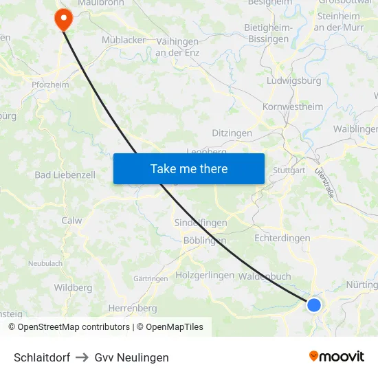 Schlaitdorf to Gvv Neulingen map