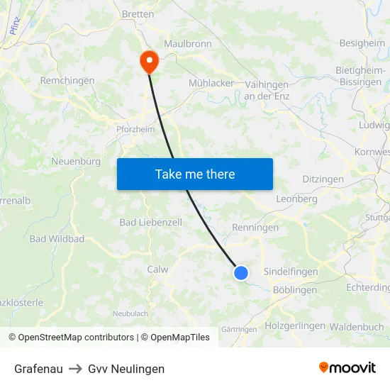 Grafenau to Gvv Neulingen map