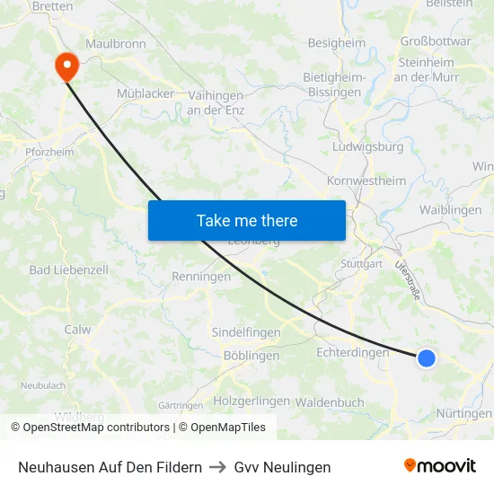 Neuhausen Auf Den Fildern to Gvv Neulingen map