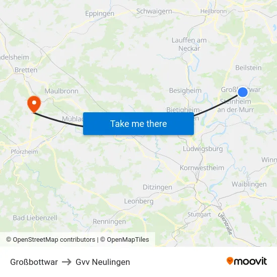 Großbottwar to Gvv Neulingen map