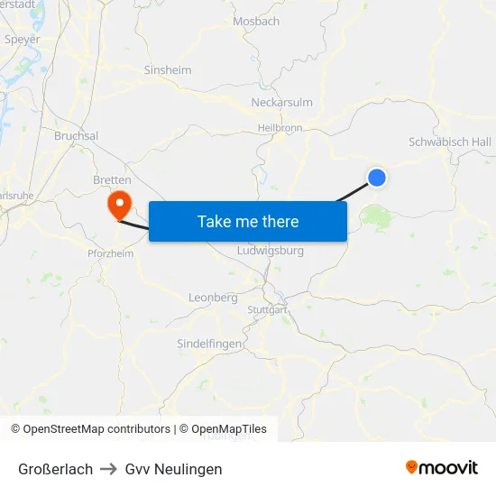 Großerlach to Gvv Neulingen map