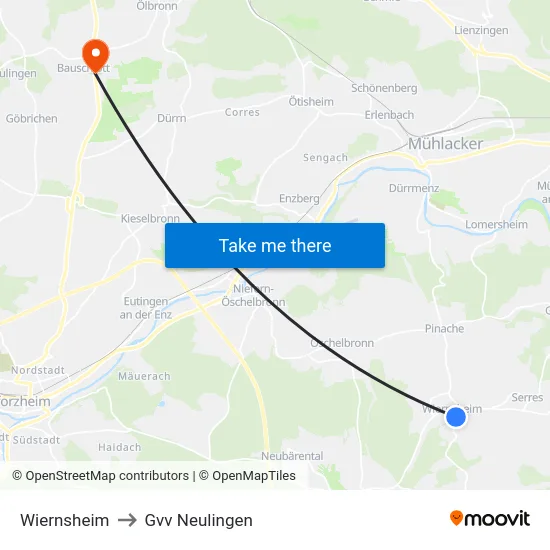 Wiernsheim to Gvv Neulingen map