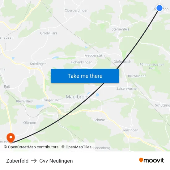 Zaberfeld to Gvv Neulingen map