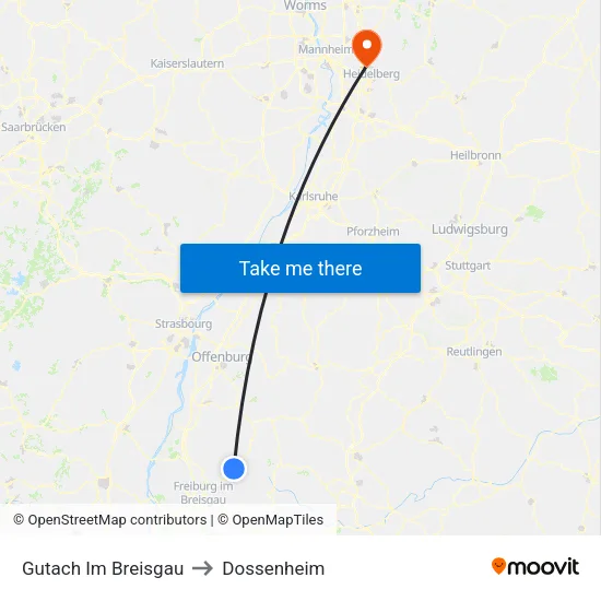 Gutach Im Breisgau to Dossenheim map