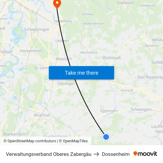 Verwaltungsverband Oberes Zabergäu to Dossenheim map