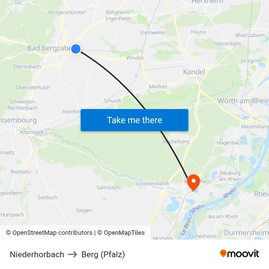 Niederhorbach to Berg (Pfalz) map