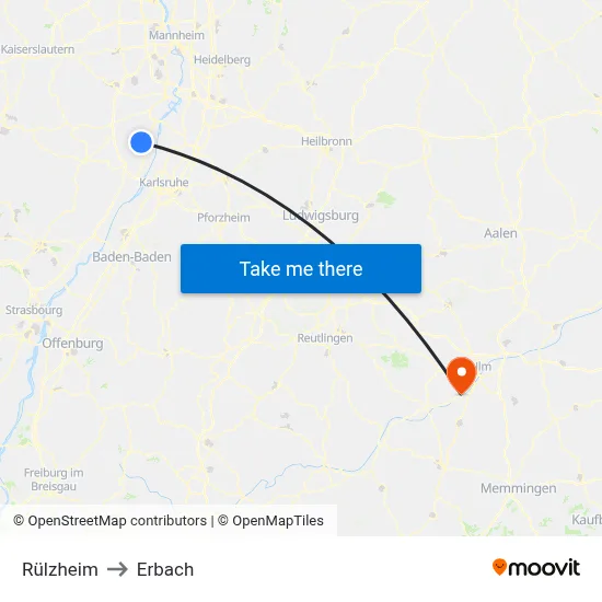 Rülzheim to Erbach map