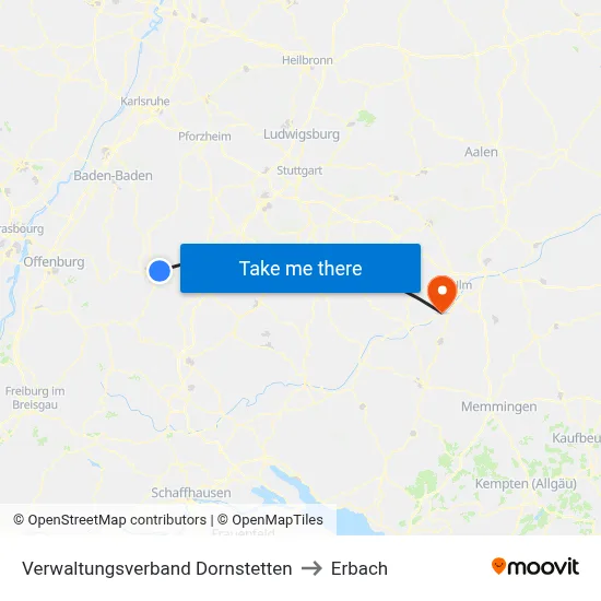 Verwaltungsverband Dornstetten to Erbach map