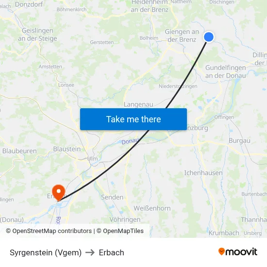 Syrgenstein (Vgem) to Erbach map
