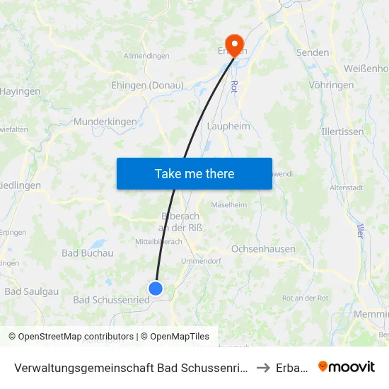 Verwaltungsgemeinschaft Bad Schussenried to Erbach map