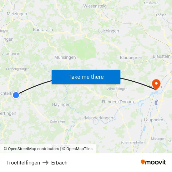 Trochtelfingen to Erbach map