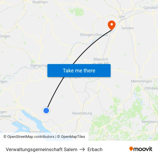 Verwaltungsgemeinschaft Salem to Erbach map
