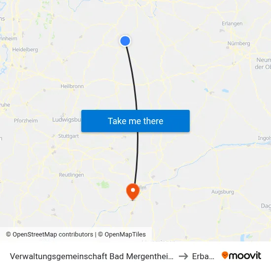 Verwaltungsgemeinschaft Bad Mergentheim to Erbach map