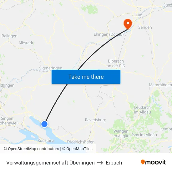 Verwaltungsgemeinschaft Überlingen to Erbach map