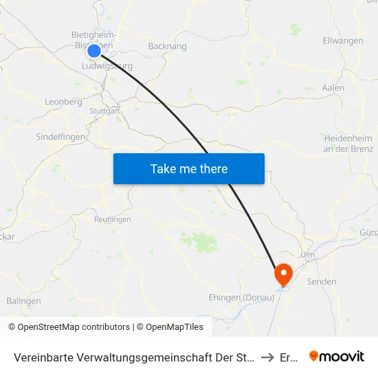 Vereinbarte Verwaltungsgemeinschaft Der Stadt Bietigheim-Bissingen to Erbach map