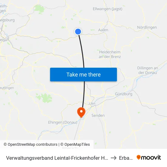 Verwaltungsverband Leintal-Frickenhofer Höhe to Erbach map