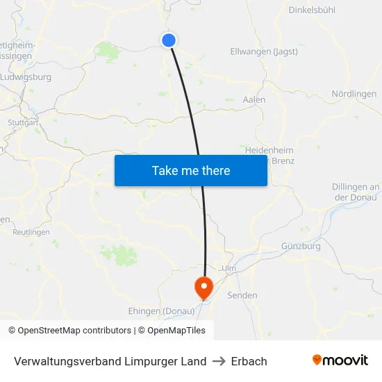 Verwaltungsverband Limpurger Land to Erbach map