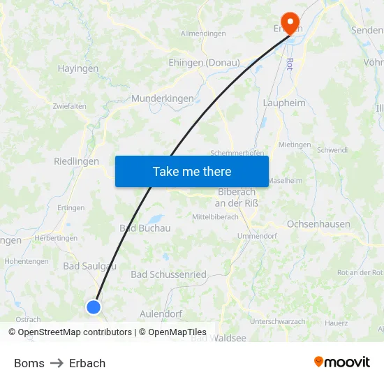 Boms to Erbach map