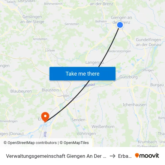 Verwaltungsgemeinschaft Giengen An Der Brenz to Erbach map