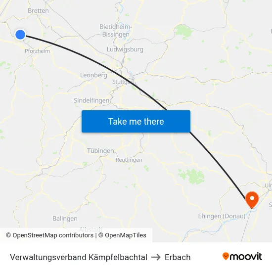 Verwaltungsverband Kämpfelbachtal to Erbach map