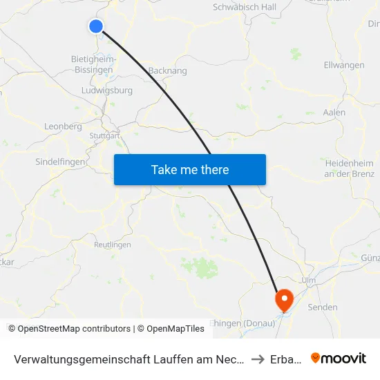 Verwaltungsgemeinschaft Lauffen am Neckar to Erbach map